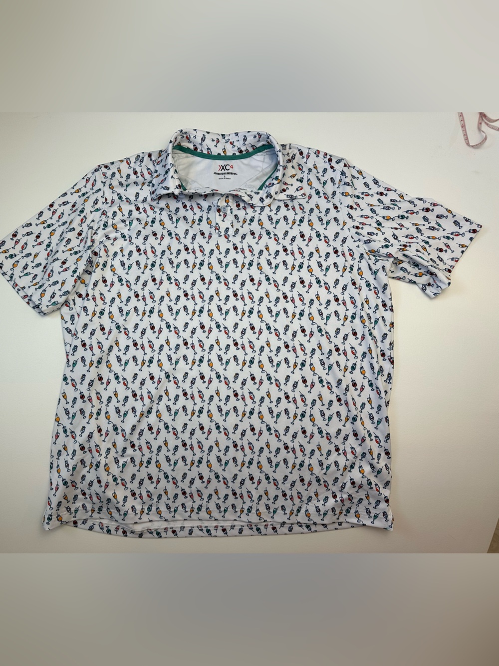 XC4 Johnston & Murphy White Performance Polo Cocktail Print